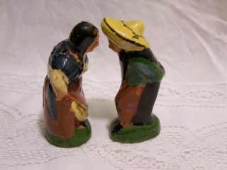 Cute Antique Mexican Couple Salt And Pepper Shakers Rare photo