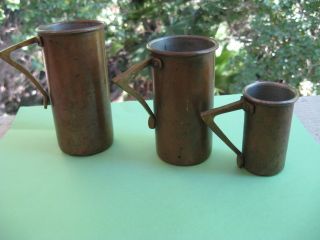 Antique Tin Lined Measured Cup Set (1 Cup,  3/4 Cup,  1/4 Cup) photo