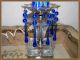 Vintage Pair (2) Crystal & Murano Cobalt Blue Mouth Blown Art Glass Table Lamp Lamps photo 1