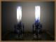 Vintage Pair (2) Crystal & Murano Cobalt Blue Mouth Blown Art Glass Table Lamp Lamps photo 4