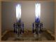 Vintage Pair (2) Crystal & Murano Cobalt Blue Mouth Blown Art Glass Table Lamp Lamps photo 6