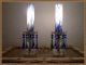 Vintage Pair (2) Crystal & Murano Cobalt Blue Mouth Blown Art Glass Table Lamp Lamps photo 7