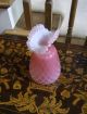 Antique Mother - Of - Pearl Diamond Quilt Satin Cased Vase With Ruffled Top Stunning Vases photo 2