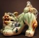 Vintage Pair Ceramic Foo Dog Chinese Guardian Lion Dogs Shishi Incense Burner Figurines photo 9