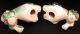 Vintage Pair Ceramic Foo Dog Chinese Guardian Lion Dogs Shishi Incense Burner Figurines photo 11