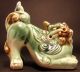 Vintage Pair Ceramic Foo Dog Chinese Guardian Lion Dogs Shishi Incense Burner Figurines photo 8