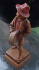 Amazing Antique Carved Composition Figure Of Boy Drumming Pan ~ Extreme Detail Carved Figures photo 1