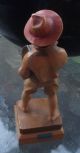 Amazing Antique Carved Composition Figure Of Boy Drumming Pan ~ Extreme Detail Carved Figures photo 2