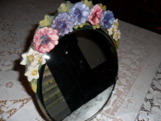 Antique Barbola Mirror With Gesso Flowers photo