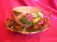 Royal Sealy Leaf Handle Teacup 3 Footed Orchard Reticulated Cup And Saucer Cups & Saucers photo 2