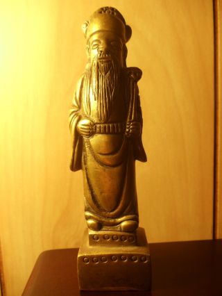 Rare Bronze Chinese Man Antiques Chess Piece Figurines photo