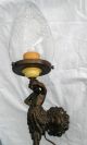 Antique 19th Century Louis Xv - Style Bronze Cherub Converted Gas Lamp Lamps photo 2