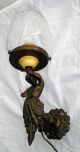 Antique 19th Century Louis Xv - Style Bronze Cherub Converted Gas Lamp Lamps photo 5