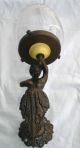 Antique 19th Century Louis Xv - Style Bronze Cherub Converted Gas Lamp Lamps photo 6