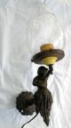 Antique 19th Century Louis Xv - Style Bronze Cherub Converted Gas Lamp Lamps photo 8