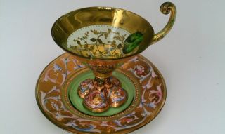 Rare Antique Venetian Glass Cup & Saucer photo