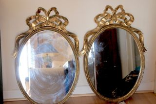 Pair Of Louis Xvi Mirros Gilt Wood Around 1900 ' S From France photo
