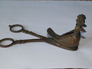 Antique Candle Snuffer Scissors W/rare Bird Figure Hallmarked India photo