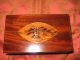 1800s Antique Fabulous Double Shell Mahogany Leaf Inlaid Inlay Tea Caddy Nr Boxes photo 2