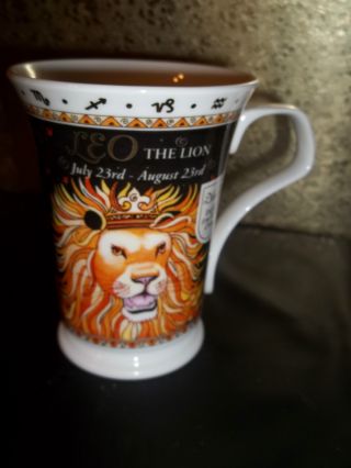 Vintage Coffee Cup Fine China Dunoon Ruth Beck Leo Lion Astrology Sun Flower photo
