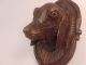 Black Forest Antique Match Stick Holder / Dog Head Plaque Carved Figures photo 10