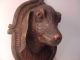 Black Forest Antique Match Stick Holder / Dog Head Plaque Carved Figures photo 5