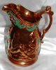 Large 19th C.  Sunderland Copper Lustre Jug Children Playing Green Highlights Pitchers photo 1