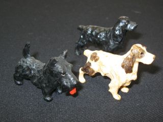 Vintage American Folk Art Miniature Wood Carving Set Of Three (3) Dogs photo