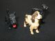 Vintage American Folk Art Miniature Wood Carving Set Of Three (3) Dogs Carved Figures photo 1