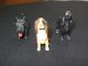 Vintage American Folk Art Miniature Wood Carving Set Of Three (3) Dogs Carved Figures photo 2