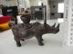 Vtg Rhinoceros Candle Holder - Bronze? Metalware photo 6