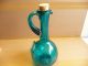 Antique Hand Blown Blue Art Glass Decanter With Ice Chamber ~ Decanters photo 9