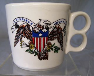 Important Vintage Two Finger American Eagle Emblem Patriotic Shaving Cup Mug photo