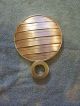 Great Vtg Brass Hand Held Round Vanity Mirror Beveled Glass 6 