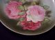 Vintage Victorian Pink Roses On Antique Green Background Cabinet Plate 8.  25 