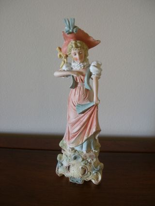 Lovely Antique Bisque Porcelain Figurine 14” photo