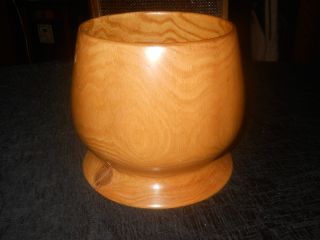 Vintage Large Handmade Footed Wooden Pine Bowl Vase Snifter 6.  75 