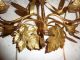Antique Italian Heavy Gilt Brass 5 Candle Sconce Lilies,  Wheat,  Leaves Mint Cond Metalware photo 10