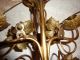 Antique Italian Heavy Gilt Brass 5 Candle Sconce Lilies,  Wheat,  Leaves Mint Cond Metalware photo 11