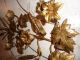 Antique Italian Heavy Gilt Brass 5 Candle Sconce Lilies,  Wheat,  Leaves Mint Cond Metalware photo 2