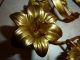 Antique Italian Heavy Gilt Brass 5 Candle Sconce Lilies,  Wheat,  Leaves Mint Cond Metalware photo 5
