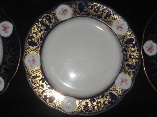 Rare Antique Wedgwood Dishes - Dessert Plate Salad Vintage Roses Cobalt Blue photo
