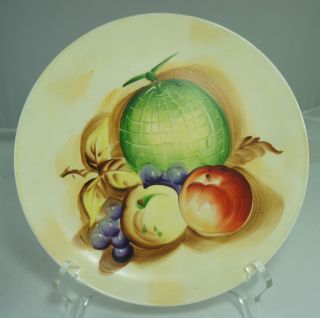 Vintage Hand Painted Fruits Leaves Vegetables Plate photo
