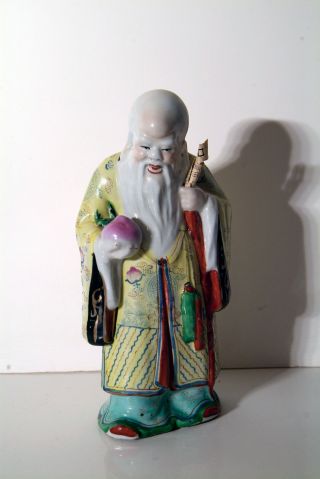 Famille Rose Style Figurine Of Shou Lao Or Shou Hsing (xing) photo