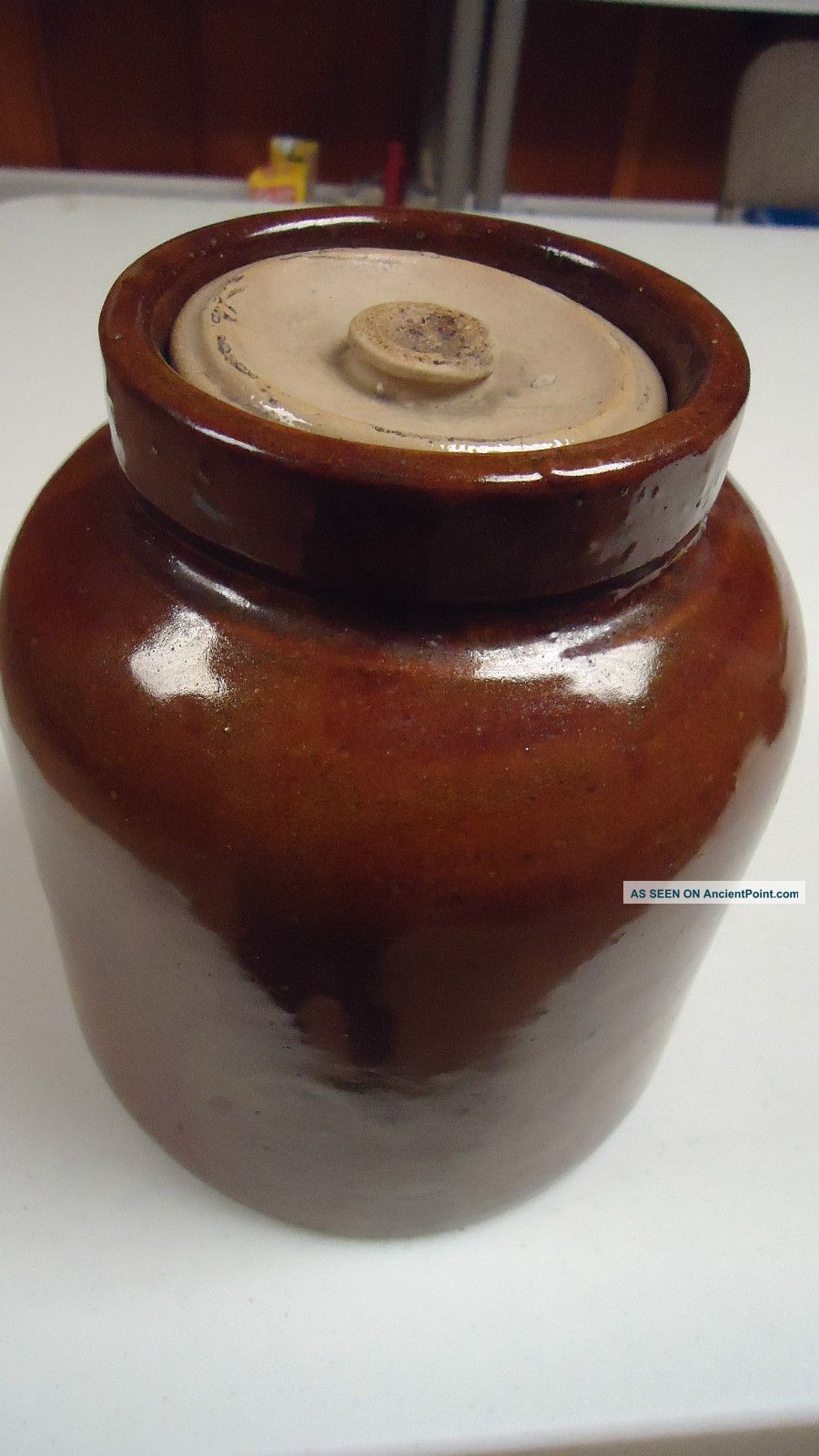 Red Wing Stoneware Glazed Brown Pottery Crock With Lid Vintage