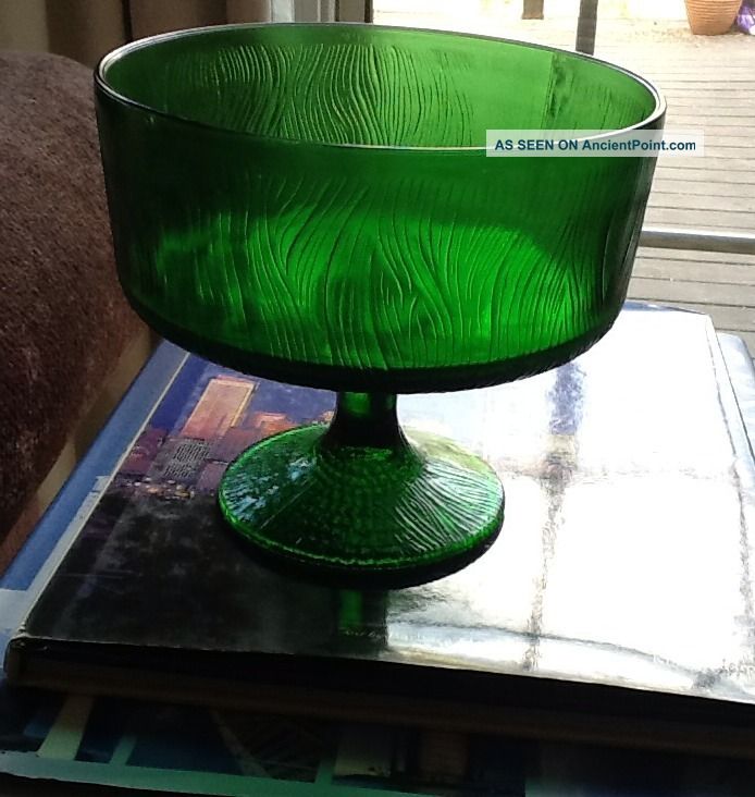 Footed Green Glass Dish Dishes photo