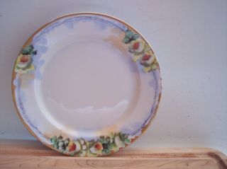 Vintage H & Co Selb Bavaria Early 1900s Cabinet Plate Yellow Roses Gold Edge photo