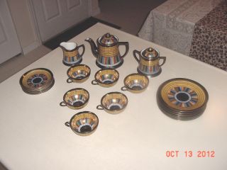 Rs Kutani Antique Teapot Tea Set - 1000 Thousand Faces Row Of Robes - 23 Pieces photo