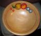 Antique Primitive Large Handpainted Fruit Wooden Footed Bowl Bowls photo 4