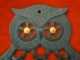 Vintage 3 Owl Letter Holder In Cast Iron Wall Mount Great Copper Patina Japan Metalware photo 4